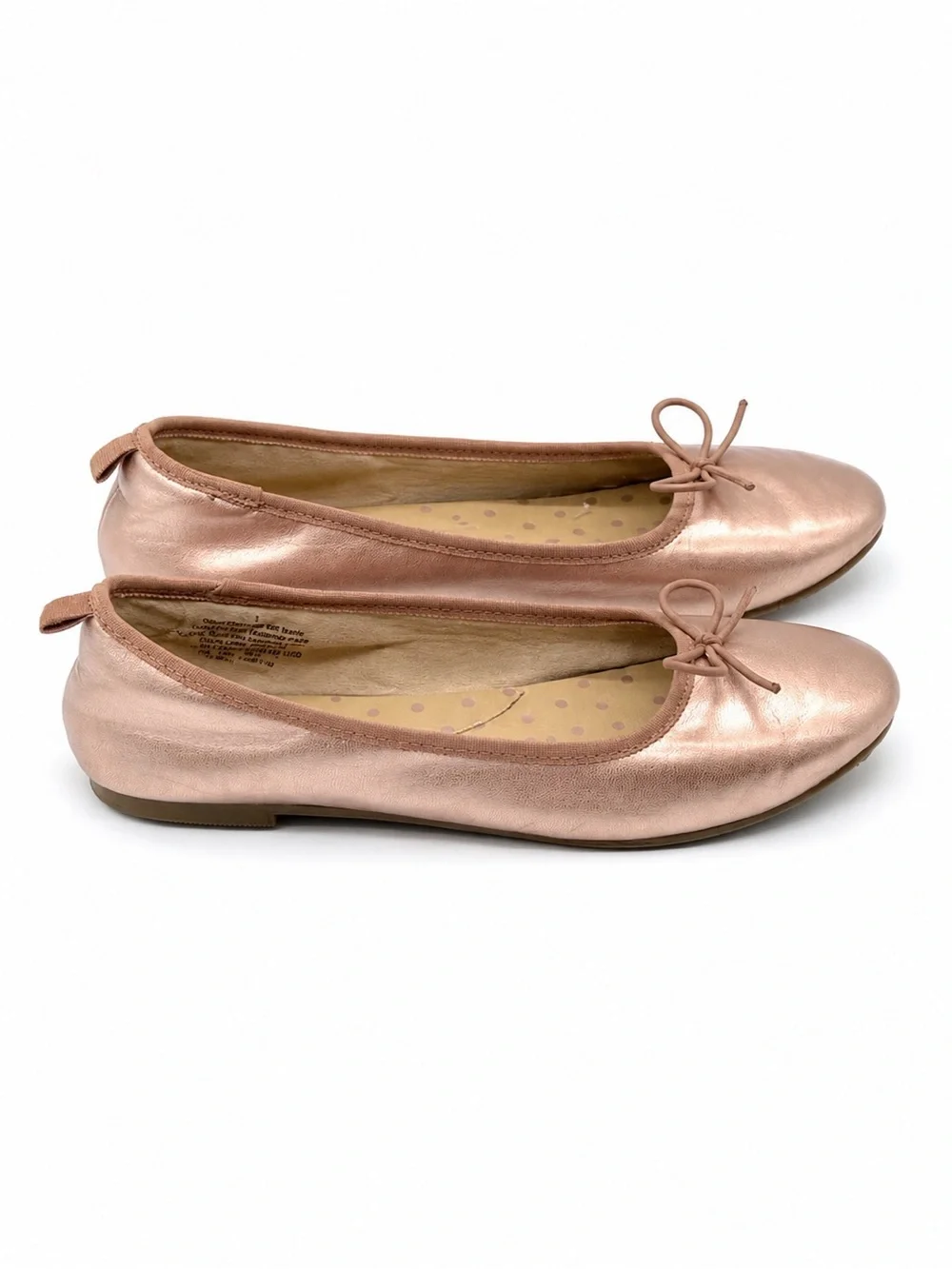 Rose Gold Ballet Flats Bow Slip-On Shoes